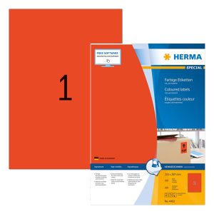 Nalepnice HERMA crvene 210X297mm A4/1 100 listova