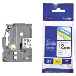 Traka TZe-231 crna na belo 12mm BROTHER