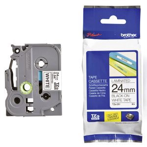 Traka TZe-251 crna na belo 24mm BROTHER
