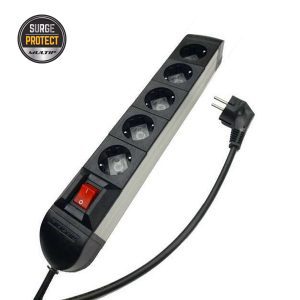 Produžni kabl 5 gnezda 5 metara sa prekidačem i prenaponskom zaštitom Multip SURGE protect